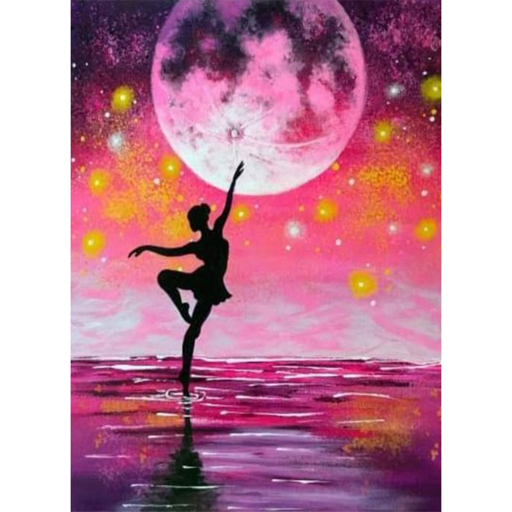 

30*40CM - Round Drill Diamond Painting - Ballet Girl Moon), 501 Original