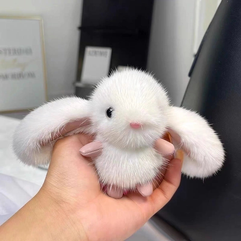 Big Ear Rabbit Imitation Mink Plush Cute Little Rabbit Hanging Bag Doll Car Keychain Bag Jade Rabbit Pendant