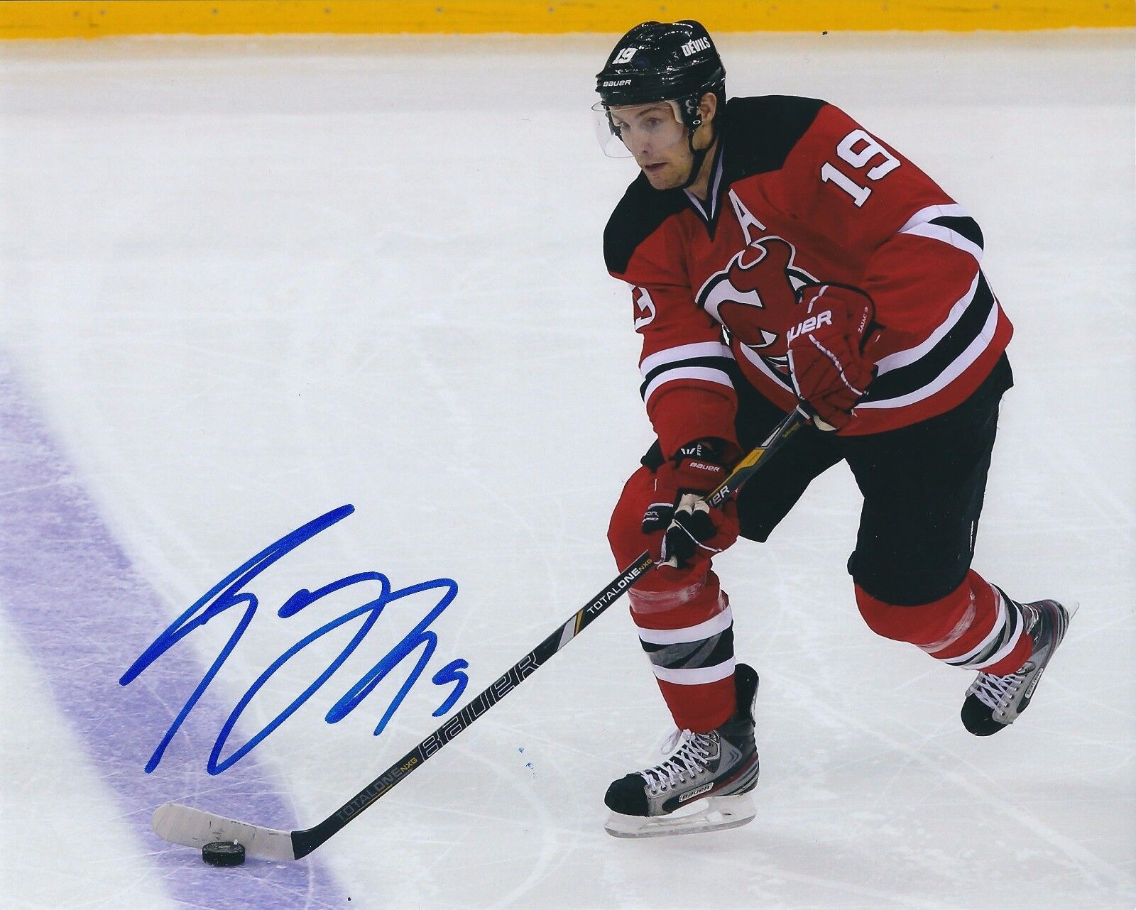 Signed 8x10 TRAVIS ZAJAC New Jersey Devils Photo Poster painting - COA