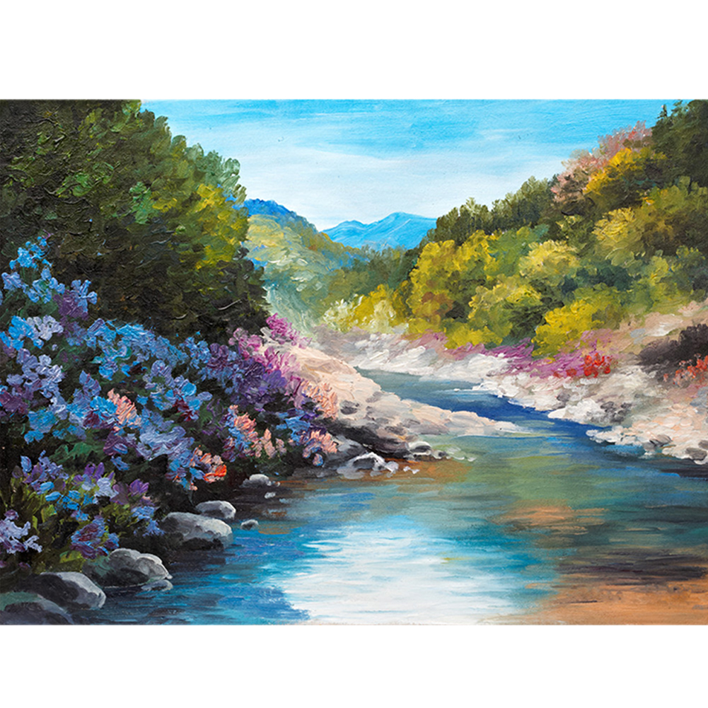 

40*30CM - Round Drill Diamond Painting - Mountain Stream, 501 Original