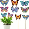 (US Local)6Pcs Diamond Painting Kits Garden Stakes Diamond Art Kits (Butterfly A)