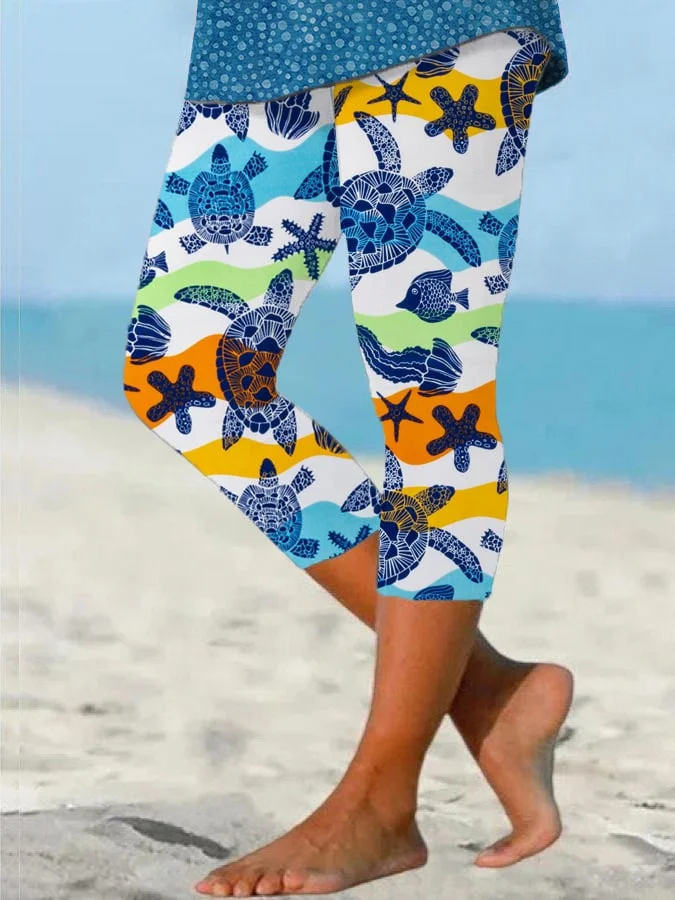 🔥Buy 3 Get 10% Off🔥Women's Hawaiian Turtle Print Resort Casual Leggings