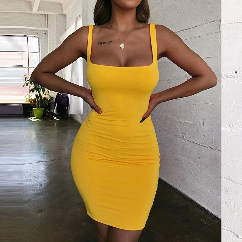 Summer Dress Women 2022 color design Casual Sleeveless Mini Sexy Bodycon Tank Club low neck Dresses robe femme vestidos clothes