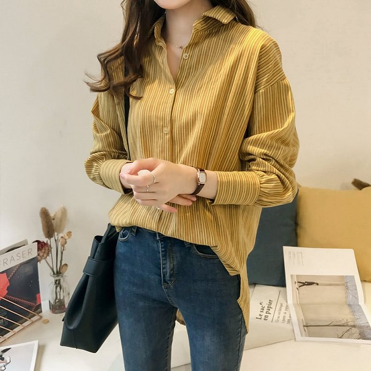Long Sleeve Stripes Casual Shirts & Tops