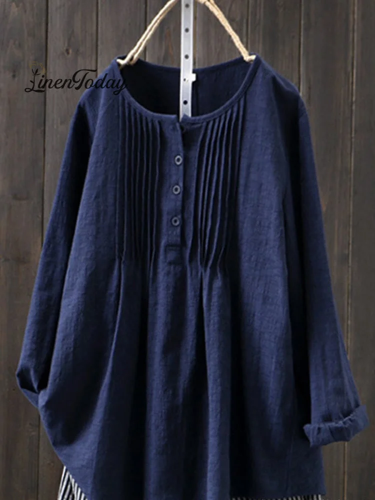 Women's Retro Cotton And Linen Casual Shirt socialshop