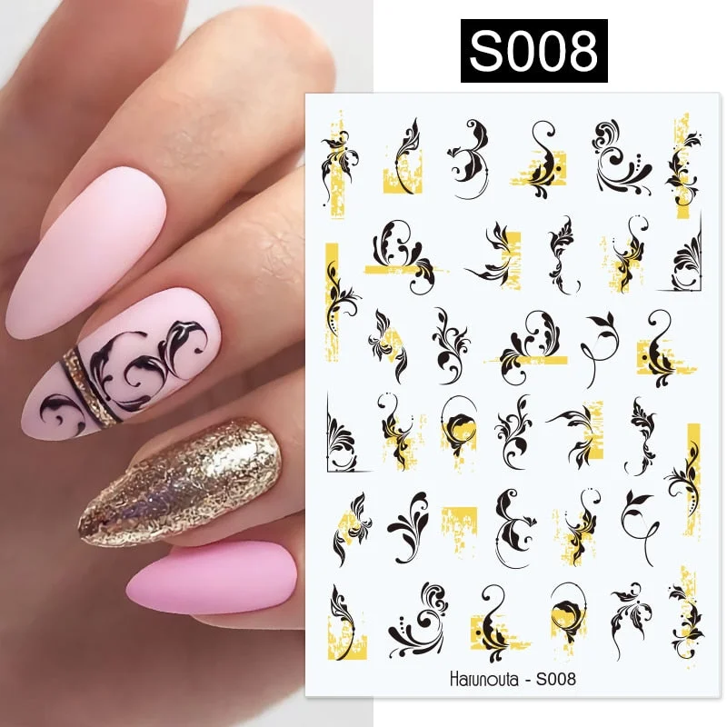 1PC Summer Bronzing Leaf 3D Nail Sticker Iridescent Tropical Leaves Tree Birds Transfer Decals Slider For Nails DIY Decoration-Nail Inspo