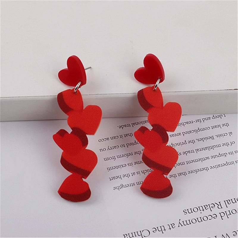 1 Pair Cute Bear Heart Shape Rose Arylic Christmas Valentine’s Day Women’s Drop Earrings