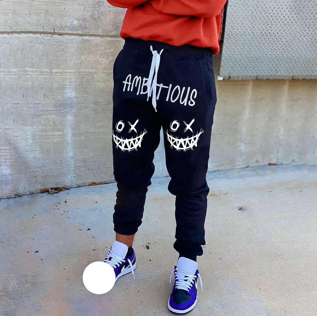 Street style fashion printed loose-fitting sports trousers