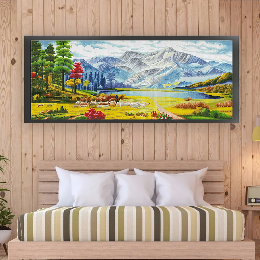 11CT Full Stamped Cross Stitch - Shepherd(Canvas|195*82CM)