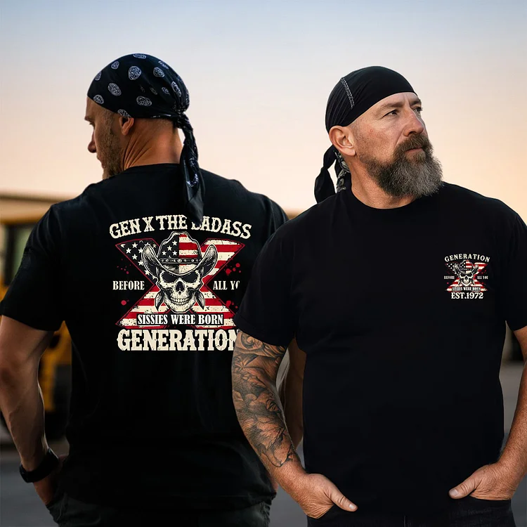Gen X The Badass Before All You with American Flag Design, Generation X Custom Year Sarcastic Shirt , Gen X  Custom Year Of Birth T shirt, Cotton T Shirt