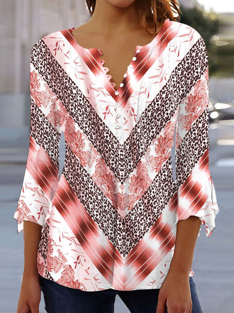 Women Half Sleeve V-neck Solid Color Dress