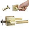[US Local Warehouse] Verdurancd Heavy Duty Privacy Doors Handles with Locks Square Entrydoor Knurled Handle for Left Right Sided for Front Entrance and Bedrooms Passage