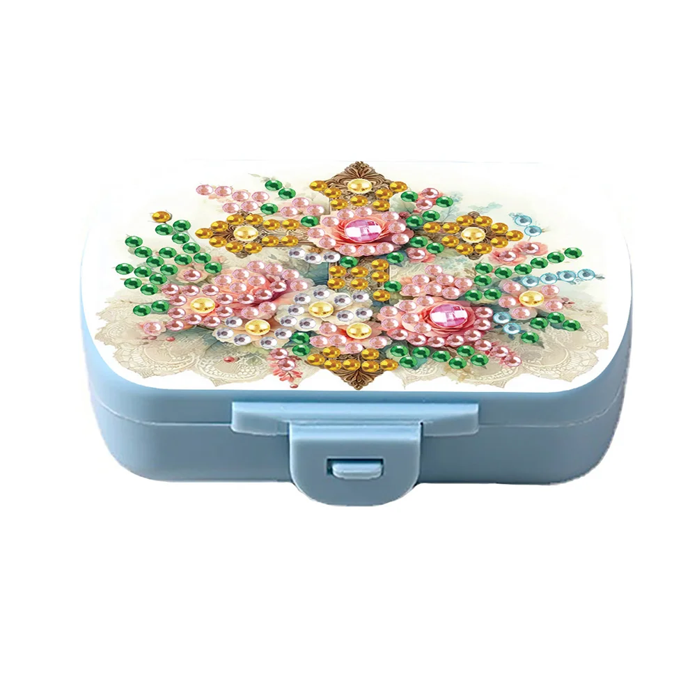 5D DIY Diamond Painting Dot Pill Case Diamond Art Pill Storage Box (Cross)