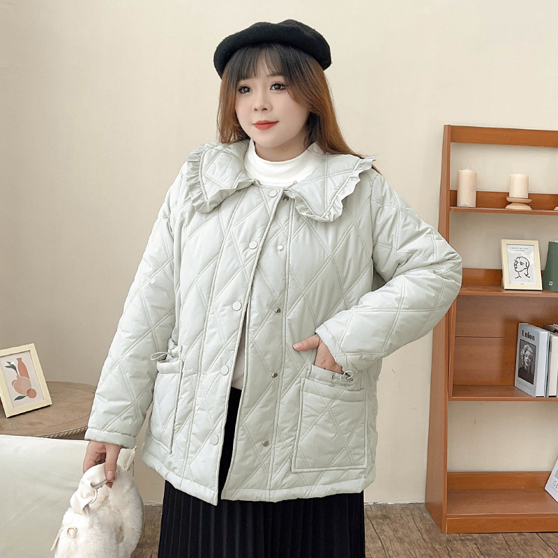 Chic Limited Edition Quilted Cotton Jacket for Women - Winter Warmth & Youthful Doll Collar Design