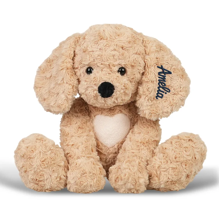 Custom Golden Retriever Stuffed Animal, 12.2" Puppy Plush Personalized Embroidered Name, Soft Cuddly Stuffed Dog Plushie for Baby Boy Girl Kids