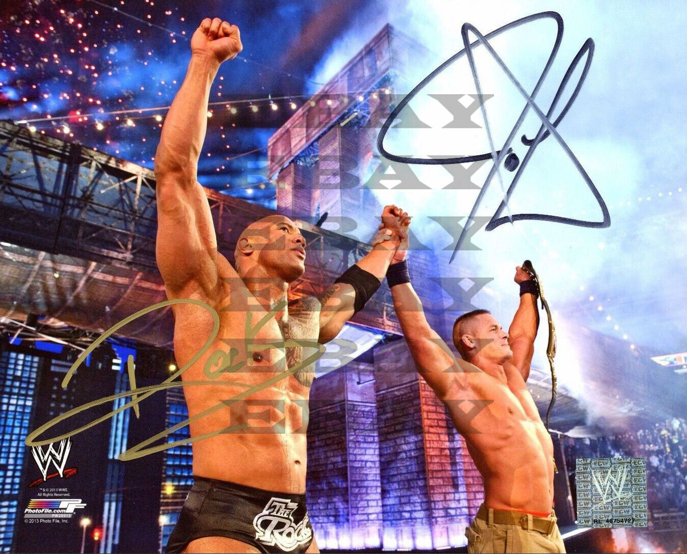 John Cena Dwayne The Rock Johnson Signed 8x10 autographed Photo Poster painting Reprint