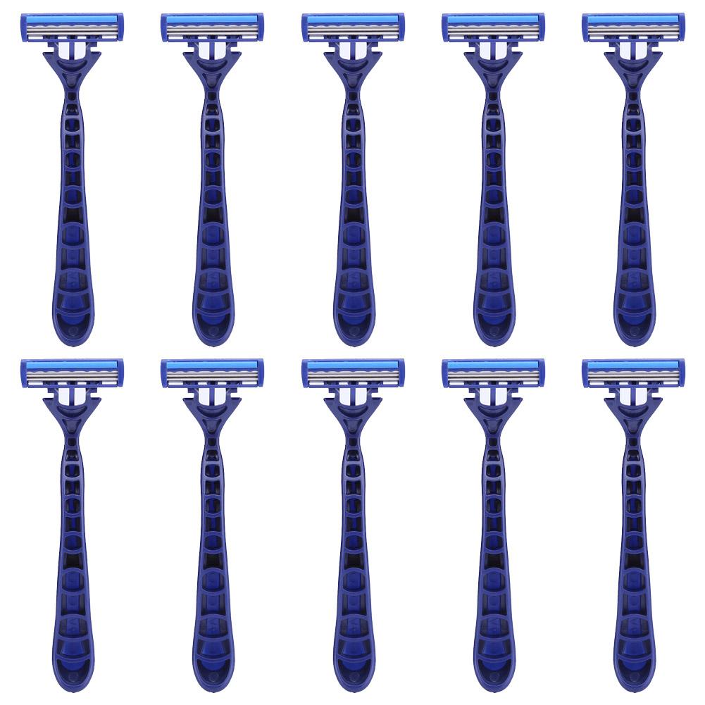 

10pcs 3-Layers Blades Portable Manual Razor Disposable Shaver Body Trimmer, 501 Original