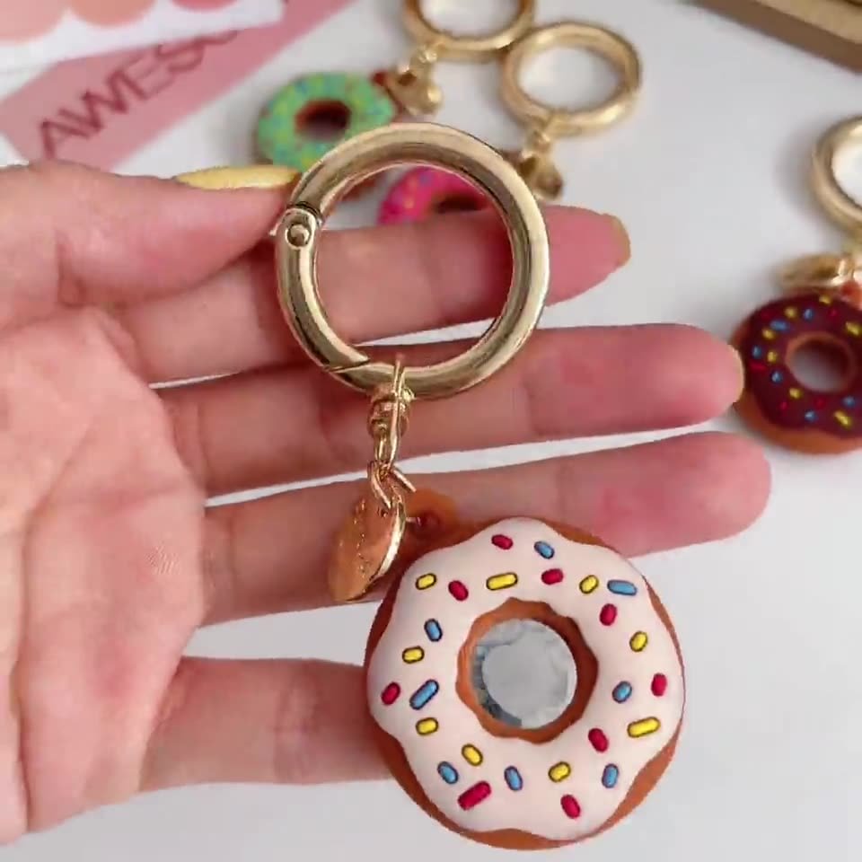 Cartoon Donut Silicone Case For Apple Airtag Case Dog Collar Gps Finder Protective Tracker Case