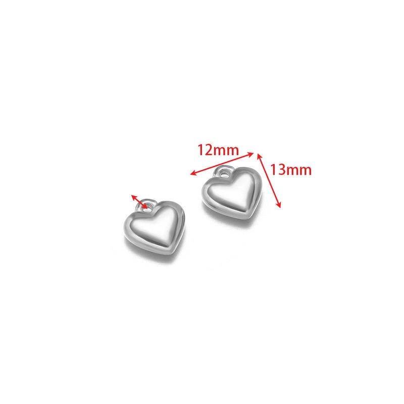 5 PCS/Package 14*17mm 304 Stainless Steel Heart Shape Pendant Jewelry Accessories