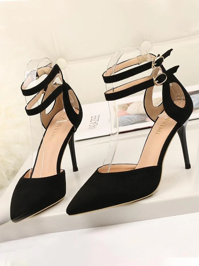 Color Block Stiletto Heel Suede Sandals
