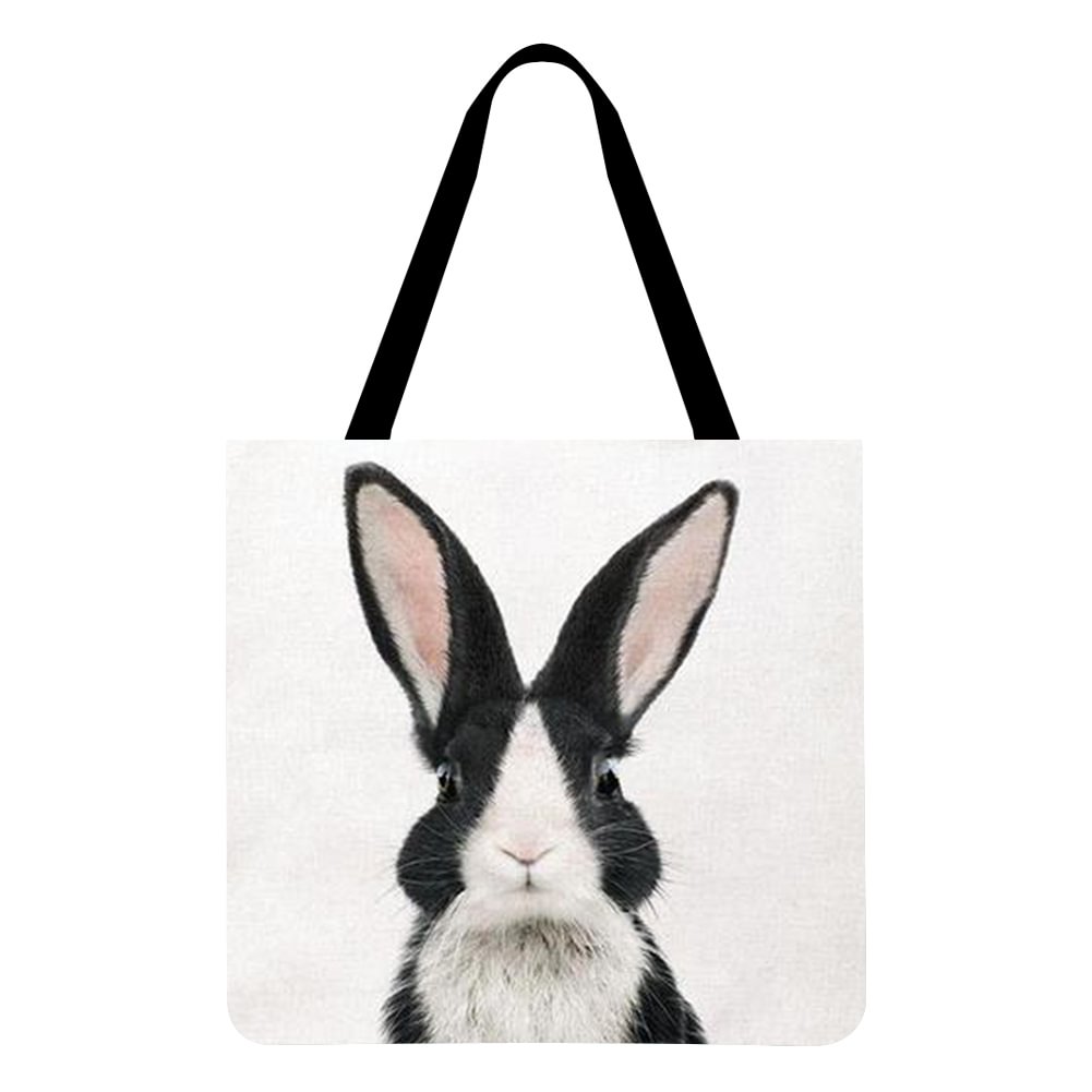 Linen Tote Bag-Cute rabbit