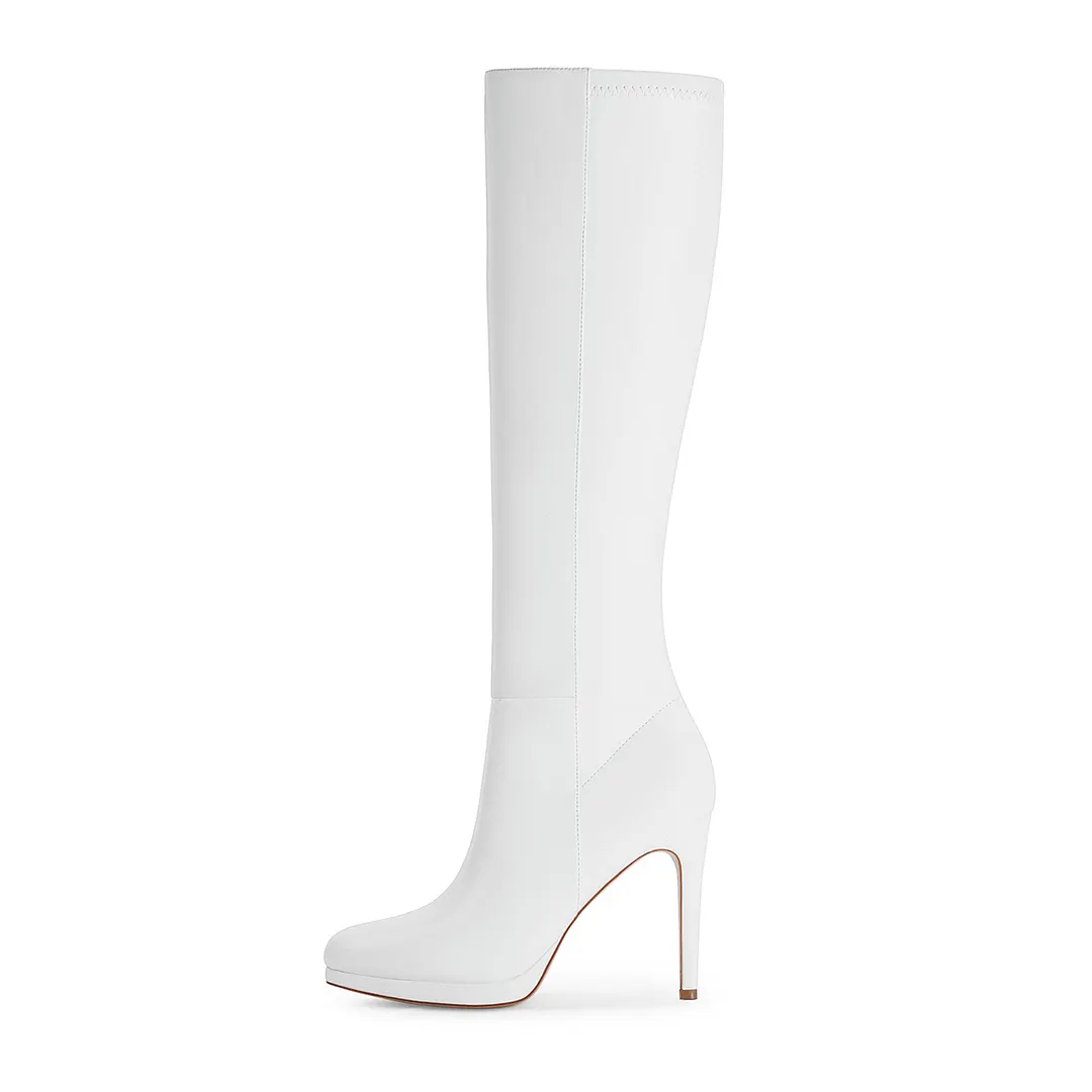 105mm/4.1 Inch Fashion Knee High Boots Platform Heel Boots -vocosishoes