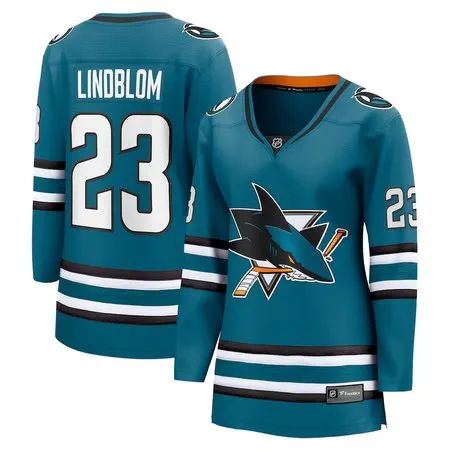 Women's San Jose Sharks #23 Oskar Lindblom  Teal Home Player Jersey