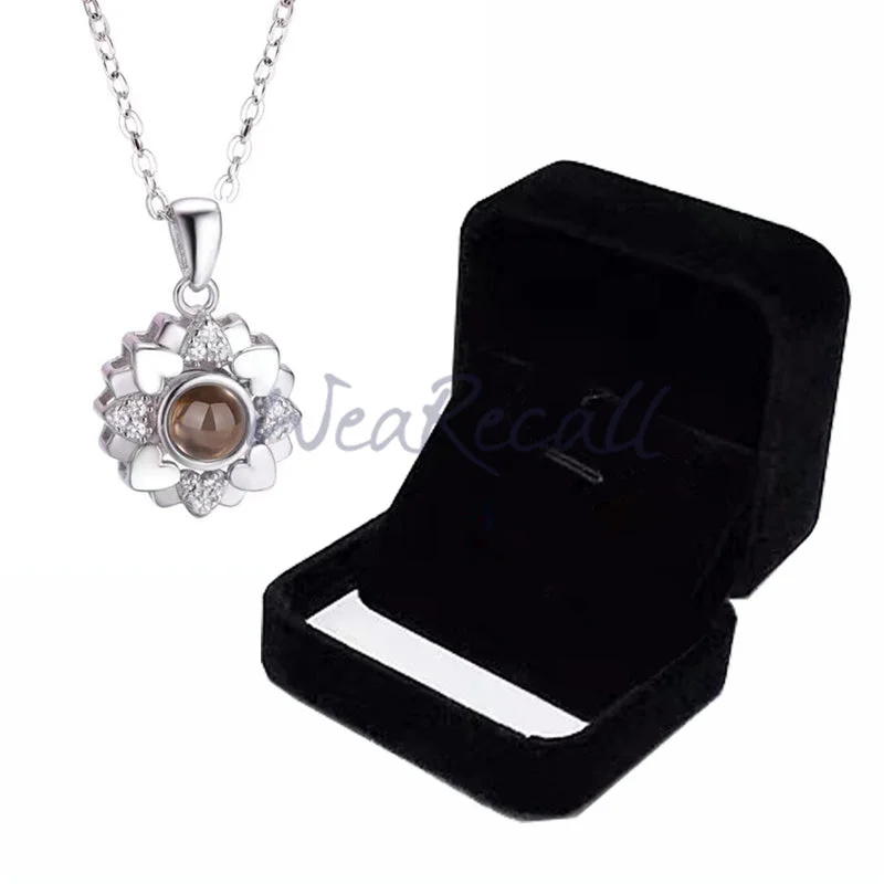 Sunflower Projector Picture Custom Personalized Photo Bar Necklace wetirmss