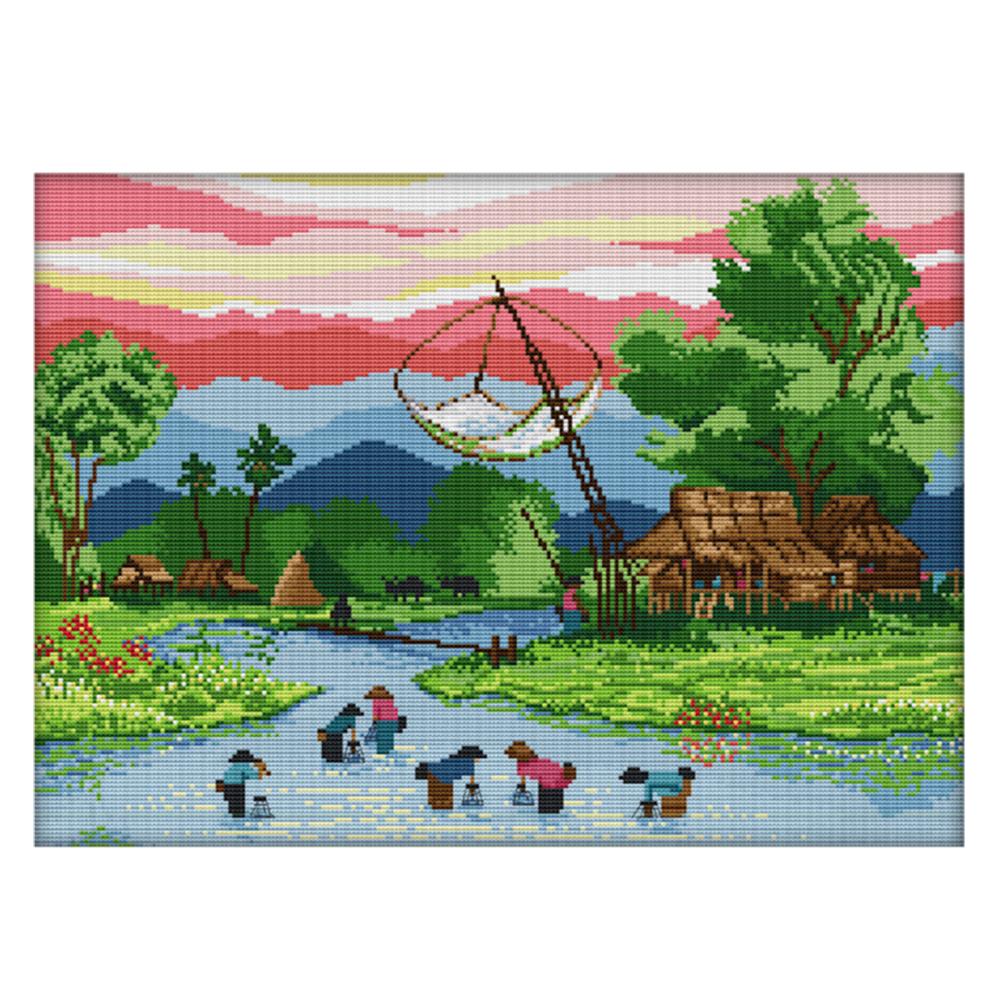 

Catch Fish - 14CT Stamped Cross Stitch - 46x35cm, 501 Original