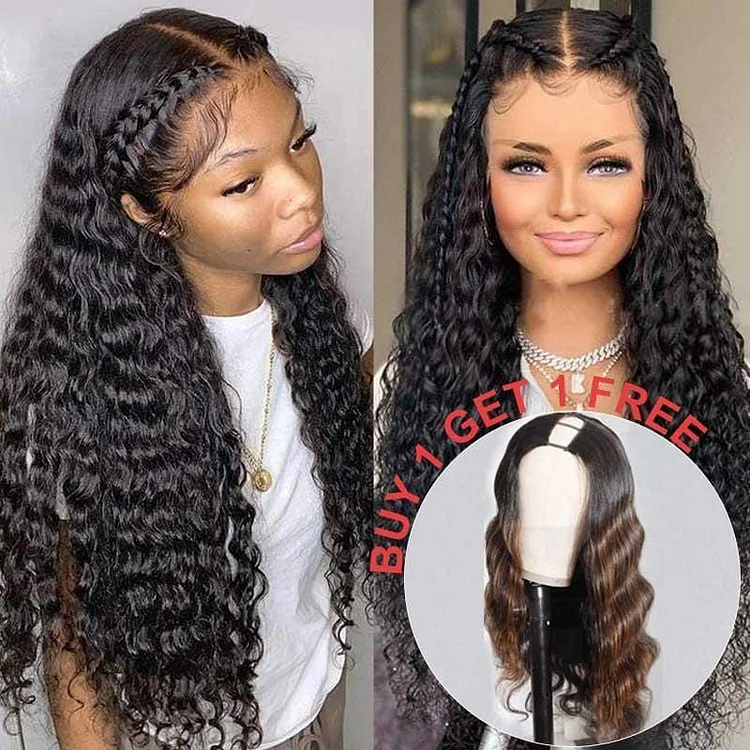 Buy Water Wave Lace Front Wig Get Dark Auburn U Part Wig Free Flash Sale