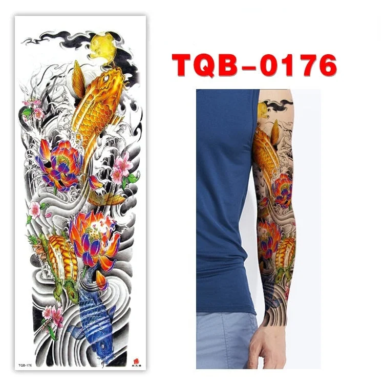 Full Arm Series Temporary Tattoo Full Arm Tattoo Sticker Lasting Waterproof Sweat Flower Arm Full Arm Tattoo Big Picture Sticker