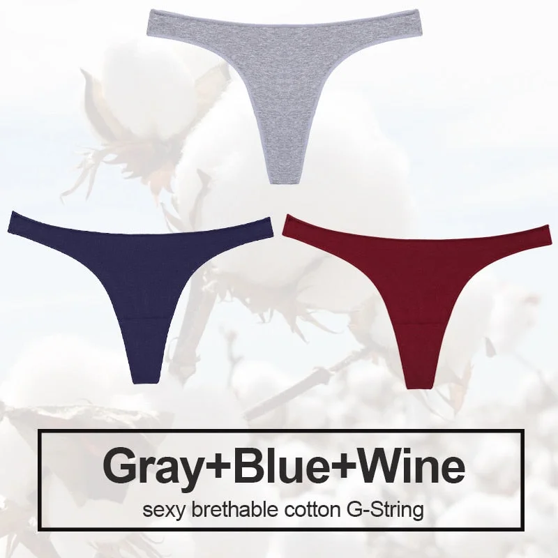 3PCS/Set Sexy Thong Women Panties Cotton Underwear Briefs Women G-String Female Underpants Lingerie Pantys Girls Femme Panties