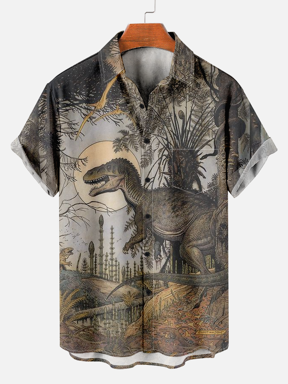 Men's Vintage Forest Park Crisis Print Shirt PLUSCLOTHESMAN