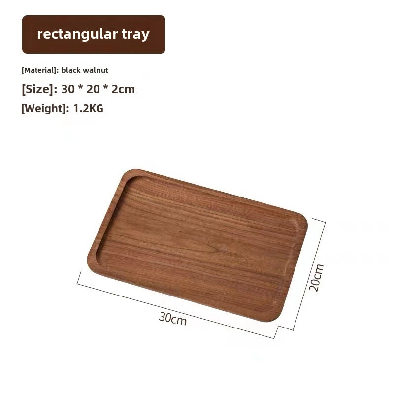 Japanese-style Oval Wooden Tray Solid Wood Rectangular Plate Black Walnut Afternoon Tea Coffee Tray Exquisite Small Tray