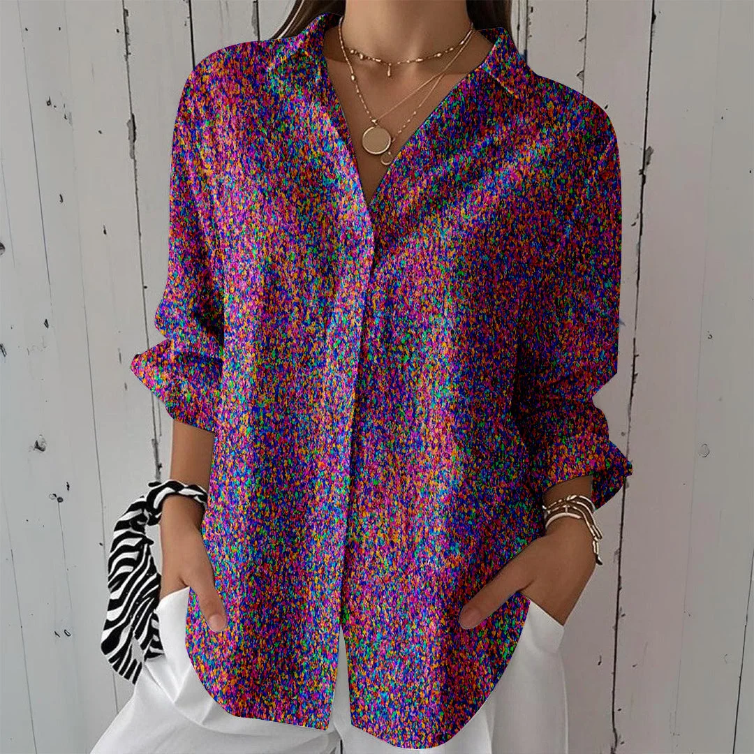 Style & Comfort for Mature Women Women Red,Polka-Dot DZCL0326 3/4 Sleeve Shirt Collar Printed Button Tops