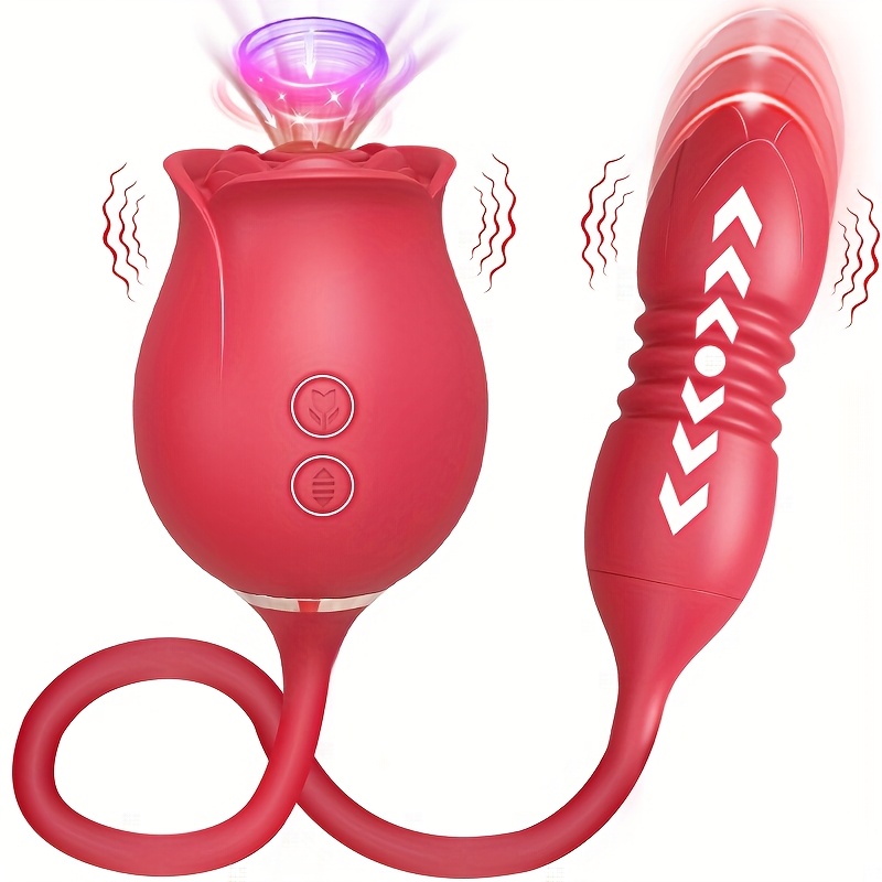Dual Vibe Rose Sex Toy for Women G-Spot & Clit Vibrating Dildos Health Care Products - Rose Toy