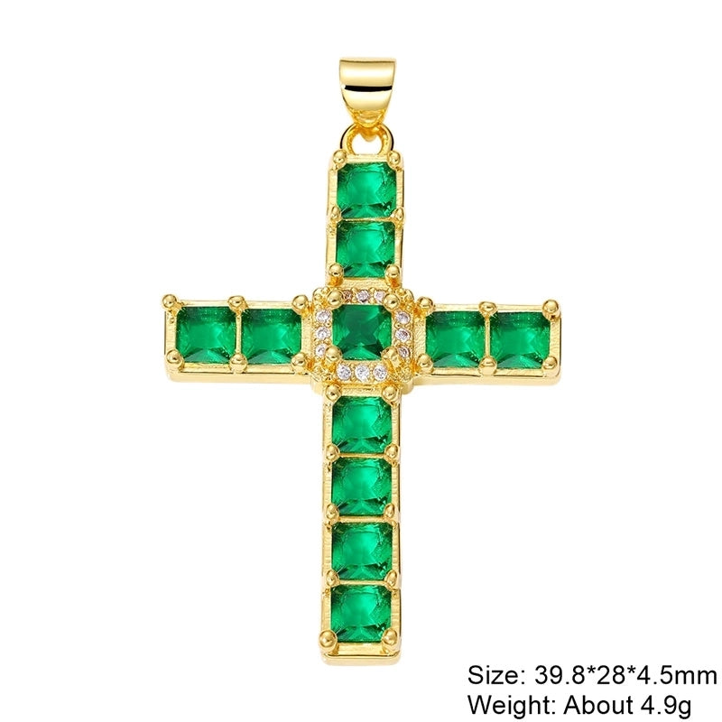 Classic Style Streetwear Cross Devil’s Eye Copper Plating Inlay Zircon 18k Gold Plated Charms