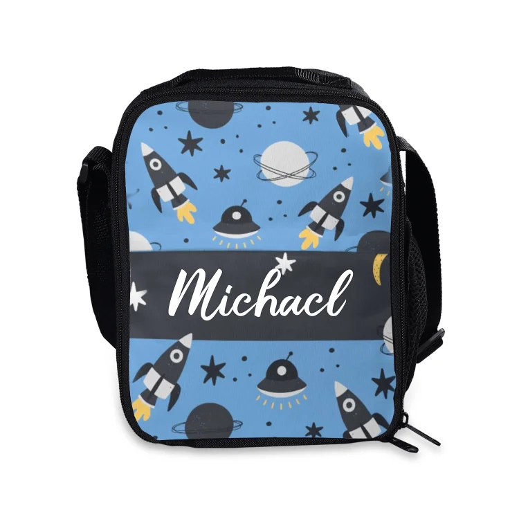 Personalized Name Rocket Bento Bag, Customized Travel Bag Back To School Gift For Kids