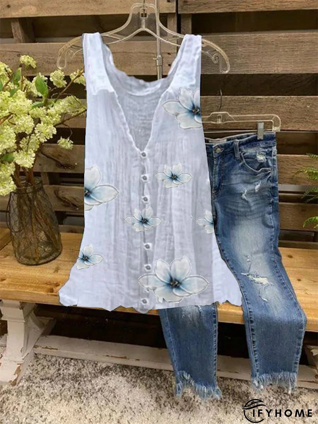 Floral Cotton Loose Vintage Tank & Cami | IFYHOME