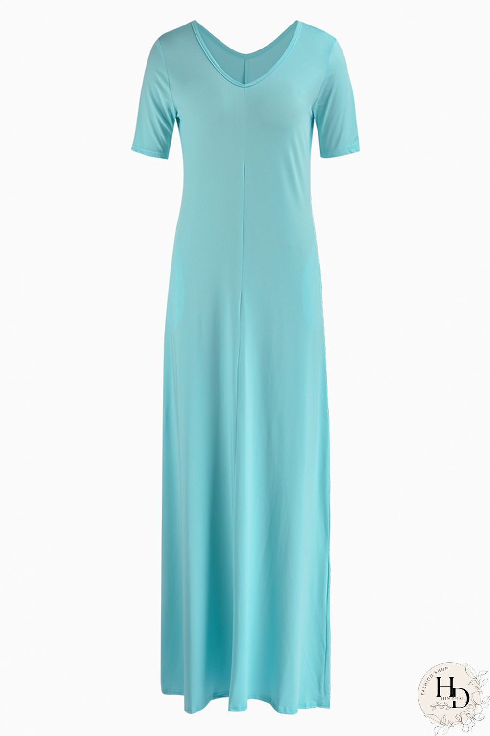 Yellow Fashion Casual Solid Basic V Neck Short Sleeve Dress