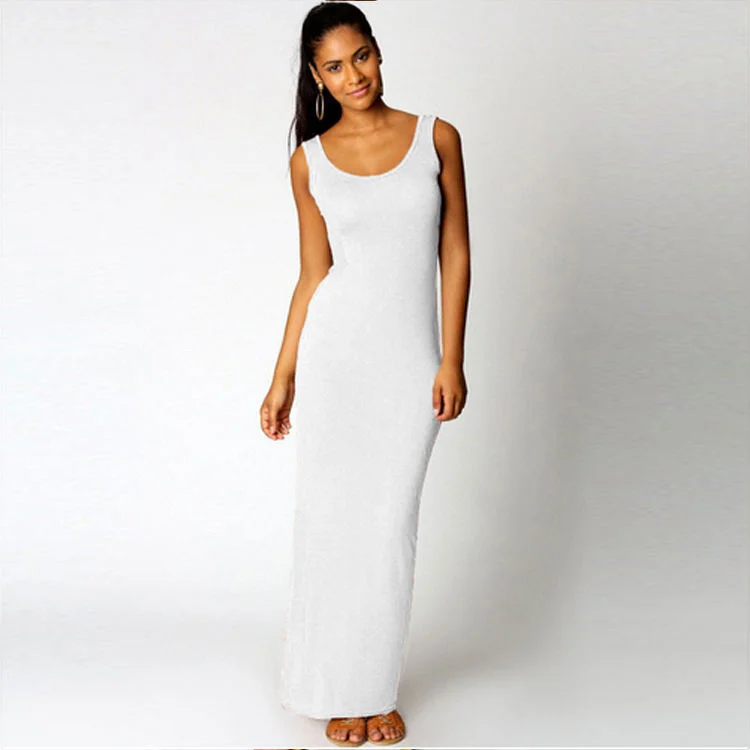 Hot Selling 2023 Summer Casual Dresses Sleeveless Bodycon Dresses Women Long Maxi Plus Size Dress