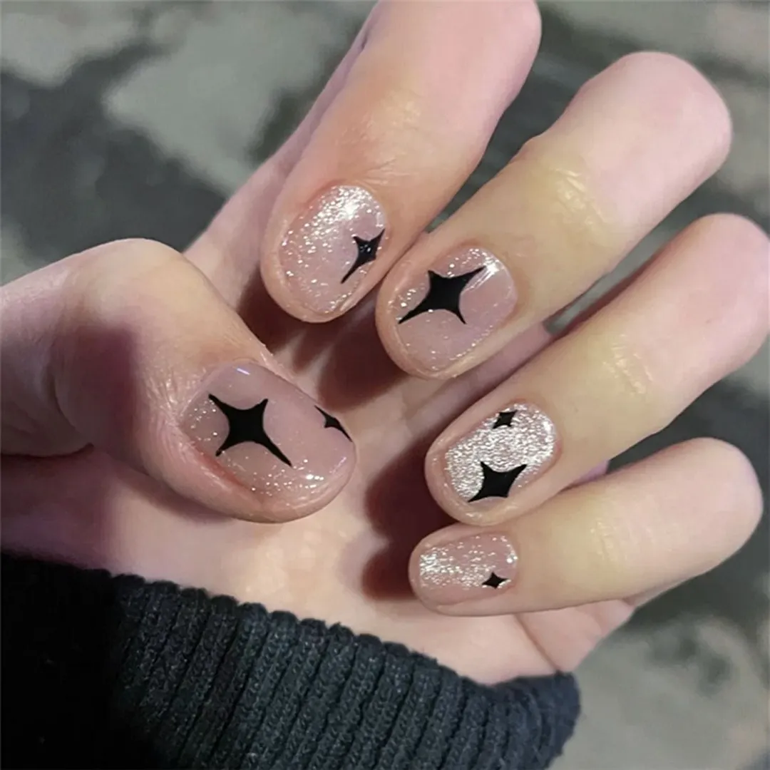 24Pcs/Set Cat Eye Phototherapy Nail Patch Wearable Fake Nail Short False Nail Wedding For Winter Autumn Wearable Full Cover-Nail Inspo
