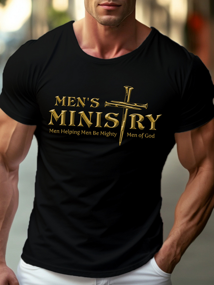 Men's Cotton Crew Neck Christ Print T-Shirt