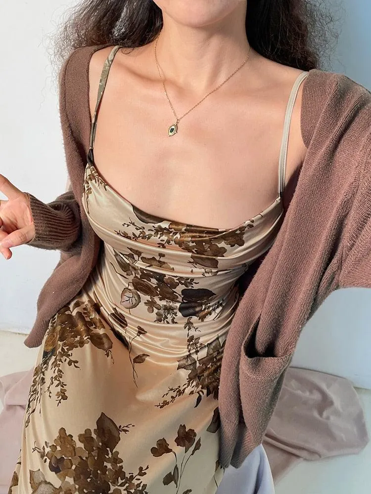 Brownm Floral Maxi Dress