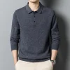 Pure wool sweater Men's casual lapel sweater