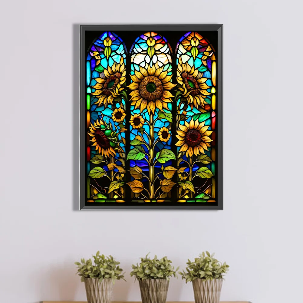 Diamond Painting - Full Round Drill - Stained Glass Sunflower(40*50cm)