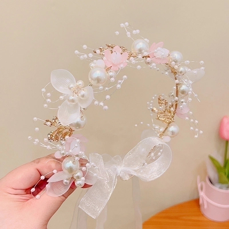 Super Fairy Beauty Children’s Headwear Beautiful Wreath Head Flower Children’s Hair Accessories Mori Girls’ Performance Host Holiday Wristlet Hair Hoop