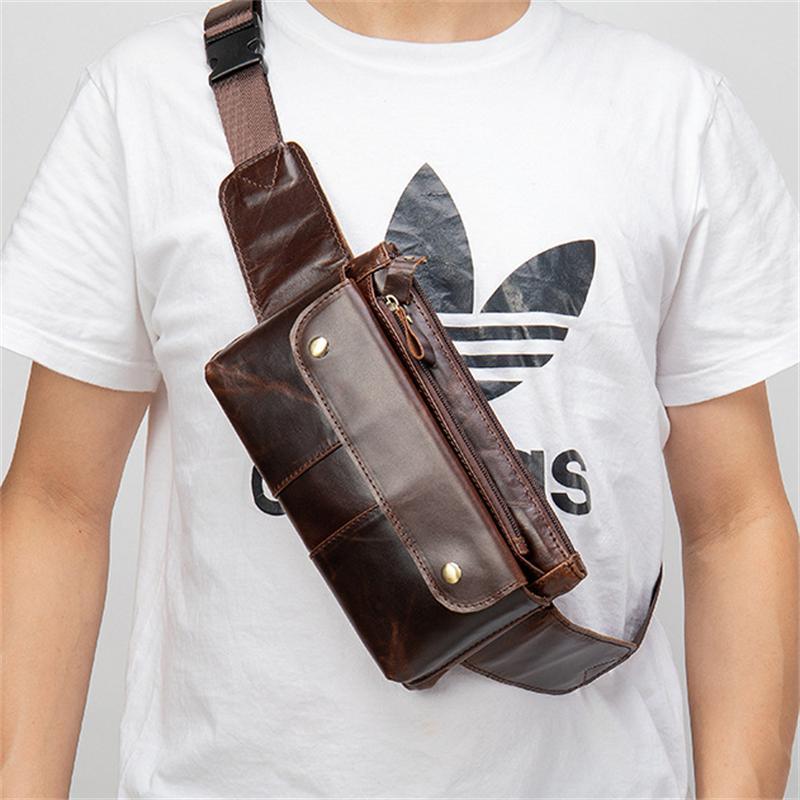 Casual Retro Waist Bag Outdoor Genuine Leather Crossbody Bag