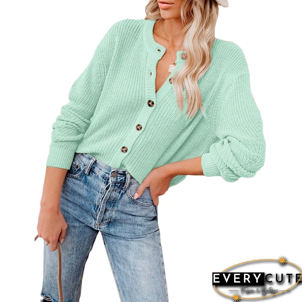 Solid Light Green Double-wear Knitted Oversized Cardigan
