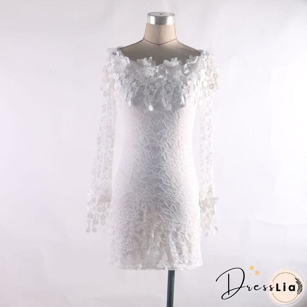 Elegant dresses for women White Ball Gown Evening Wedding Ladies Summer Off-the-shoulder Mini Dress Lace Patchwork Nightclub Clothing